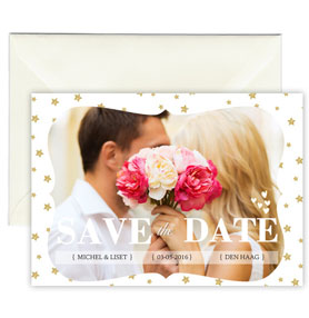 huwelijk save the date mooie uitnodiging met foto