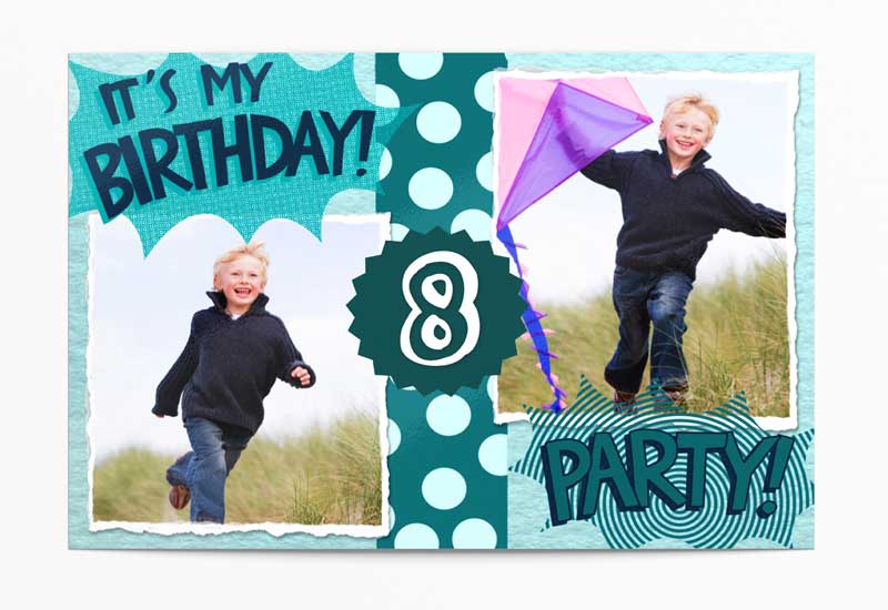 It\'s my birthday! Kaart voor kinderfeestje met 2 foto\'s