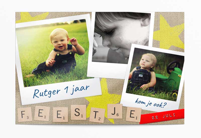 Uitnodigingskaart met Polaroids