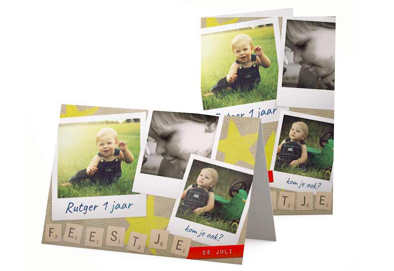 Uitnodigingskaart met Polaroids