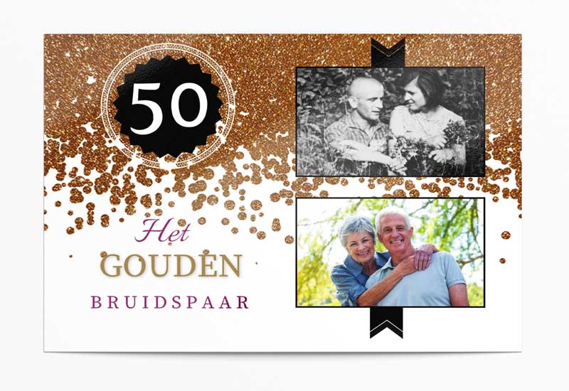 Uitnodiging Gouden Jubileum met twee foto\'s