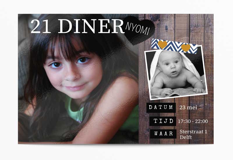 Hippe 21 diner uitnodiging