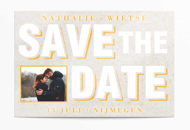 Hippe Save-The-Date kaart