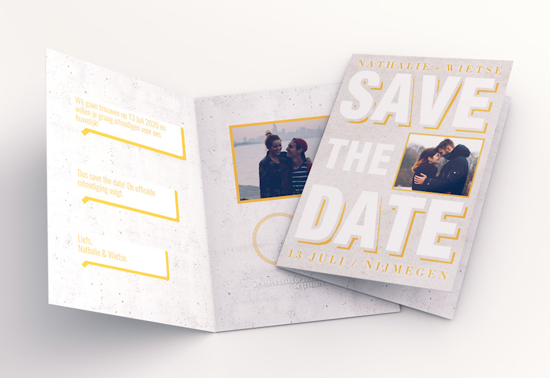 Hippe Save-The-Date kaart