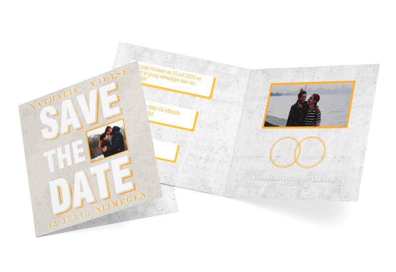 Hippe Save-The-Date kaart