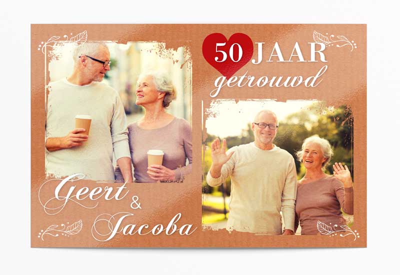 Uitnodigings 50 jarig jubileum met twee foto\'s