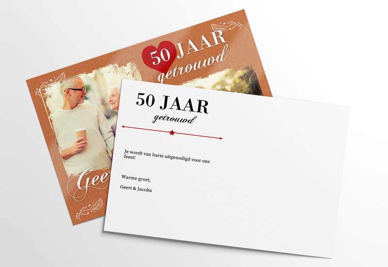 Uitnodigings 50 jarig jubileum met twee foto\'s