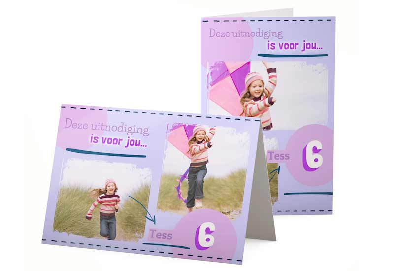 Uitnodiging voor jou ! Kaart voor kinderfeestje met 2 foto\'s