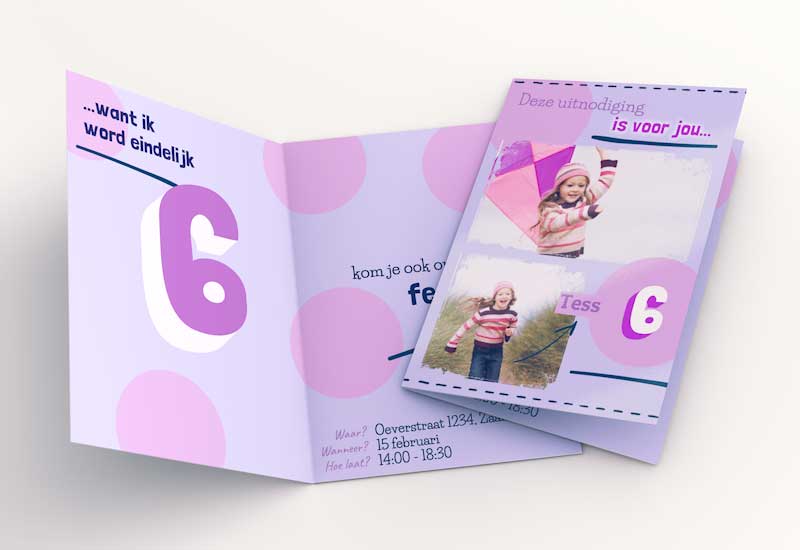 Uitnodiging voor jou ! Kaart voor kinderfeestje met 2 foto\'s