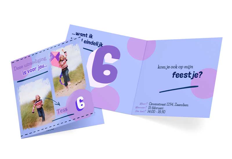 Uitnodiging voor jou ! Kaart voor kinderfeestje met 2 foto\'s