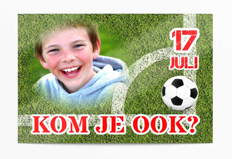 Uitnodiging kinderfeestje in voetbalstijl