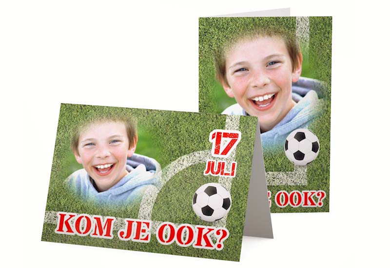 Uitnodiging kinderfeestje in voetbalstijl