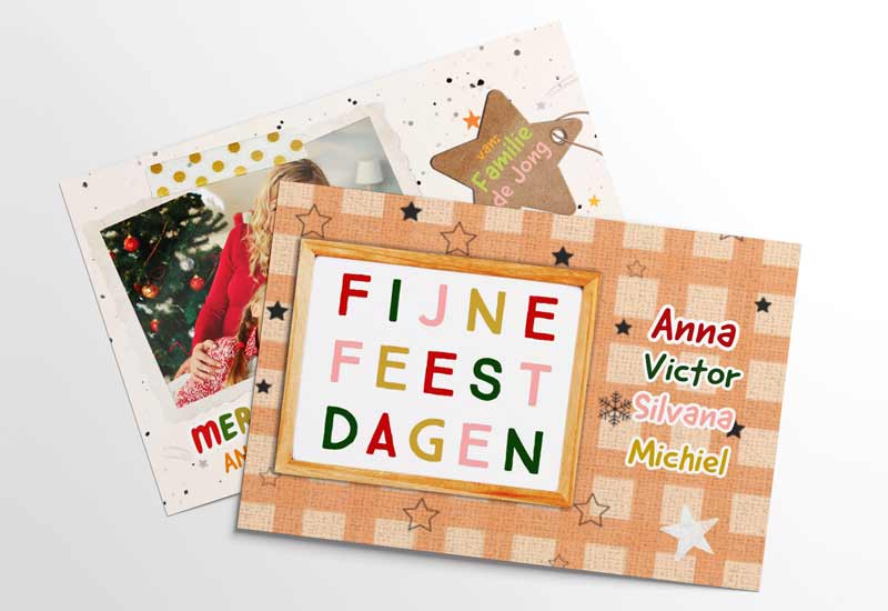 Vrolijke kerstkaart met foto\'s en doodles