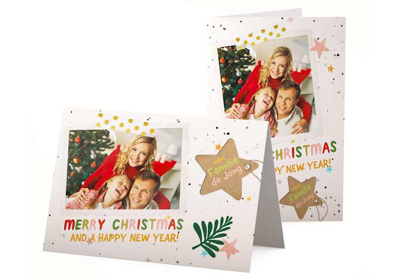 Vrolijke kerstkaart met foto\'s en doodles