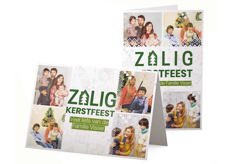 Zalig Kerstfeest-kaart met 4 foto\'s