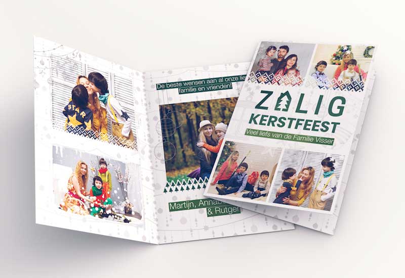 Zalig Kerstfeest-kaart met 4 foto\'s