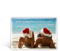 Voorbeeld kerstkaart met strandfoto