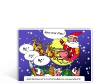 foto kerstkaart met cartoon kerstman