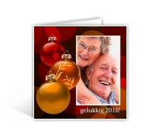 foto kerstkaart met drie kerstballen