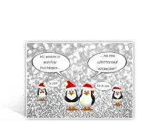 Kerstkaart zonder foto met pinguins