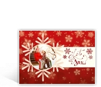 Sjieke 'let it snow' kerstkaart met rode kristallen achtergrond