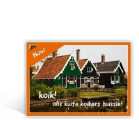 Verhuiskaart met kleurkader en hoeklabeltje
