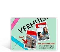 voorbeeld foto verhuiskaart spelbord met twee foto-s