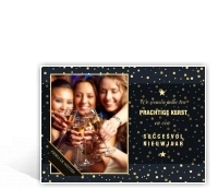 Champagnebubbels op deze zakelijke kerstkaart met gouden glitters